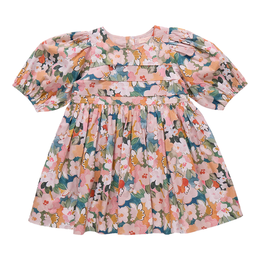 Girls Evelyn Dress- Watercolor Floral