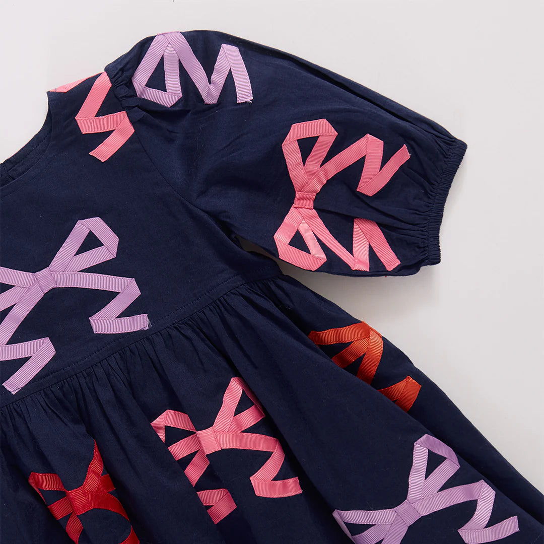 Brooke Dress - Multicolor Bow Applique