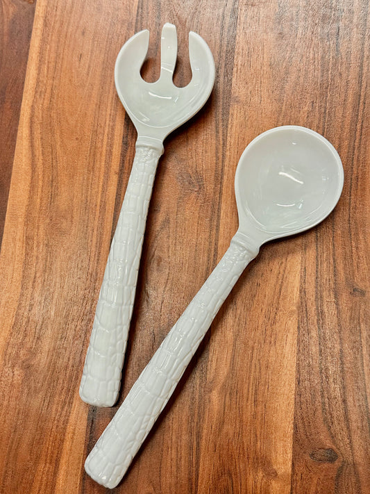 Beatriz Ball VIDA Croc Melamine Salad Servers White