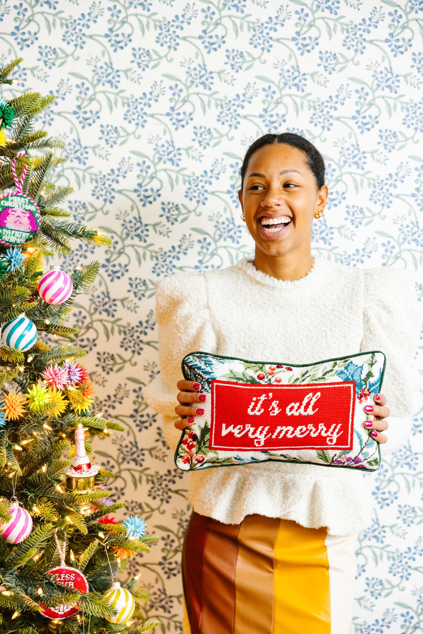 Very Merry Needlepoint Pillow