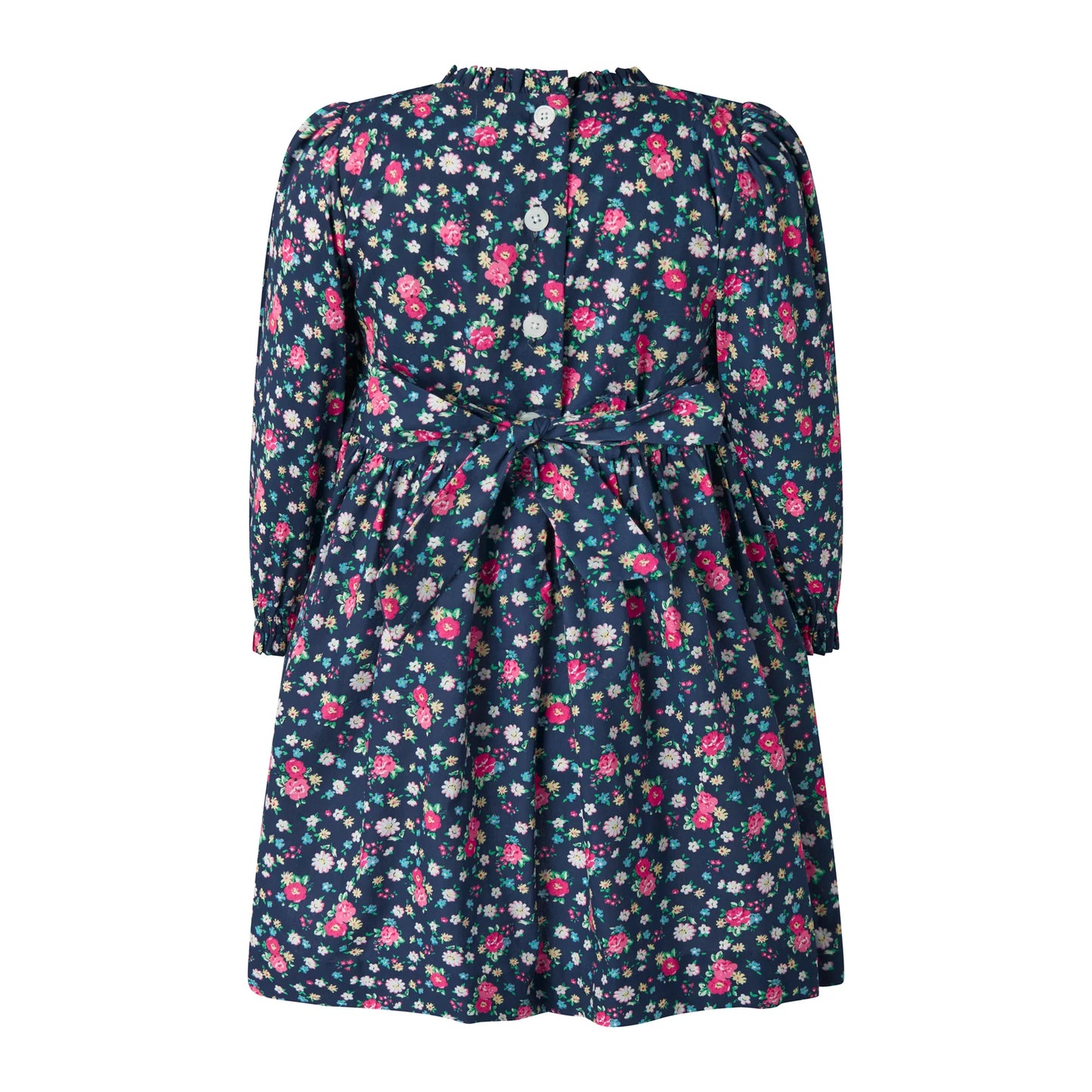 Ditsy Floral Navy & Pink Ruched Dress