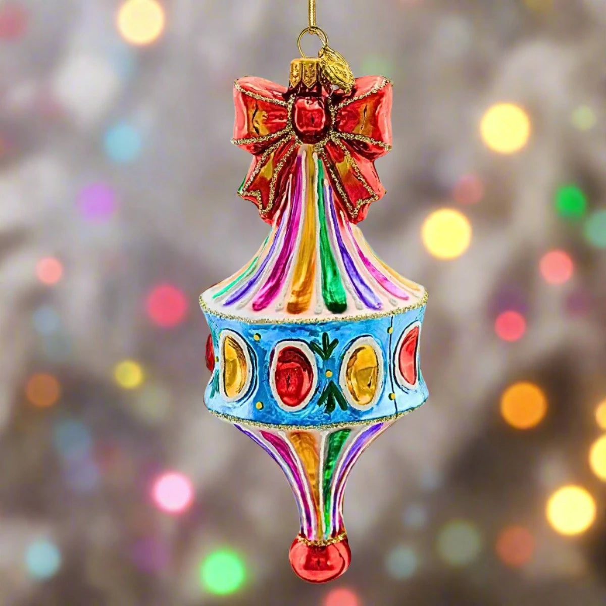 Huras Family Poland Merry and Bright Fairground Drop glass Christmas ornament
