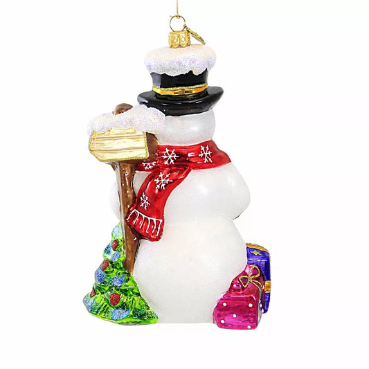 Huras Family Snowman Needs a Lift Christmas Ornament