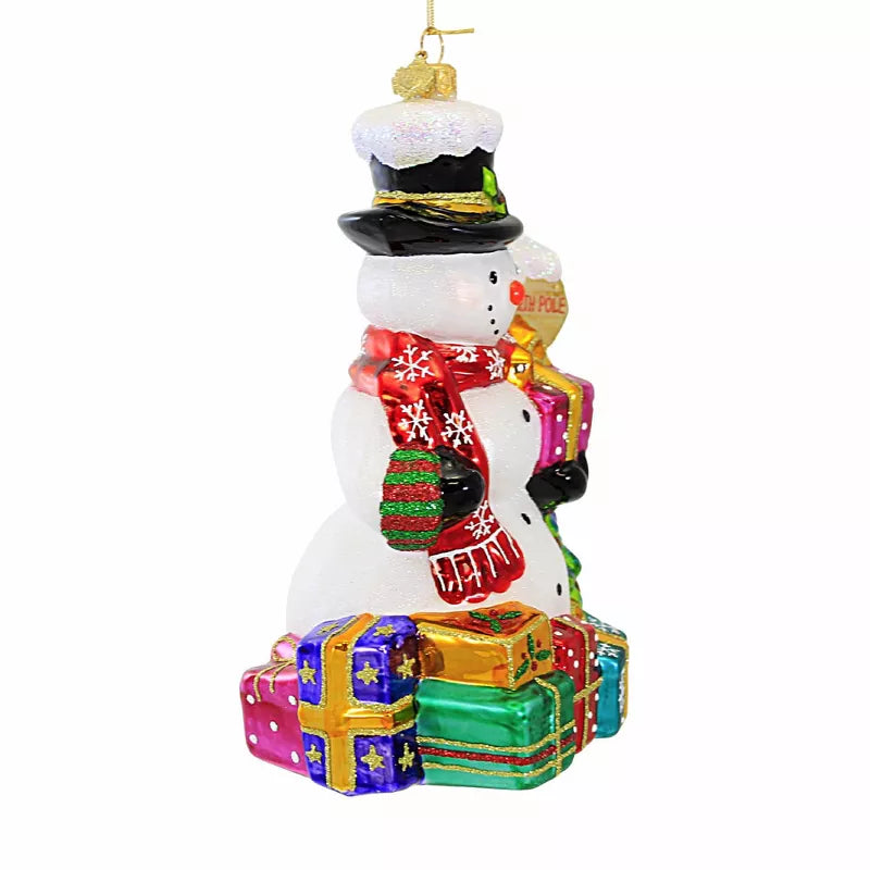 Huras Family Snowman Needs a Lift Christmas Ornament