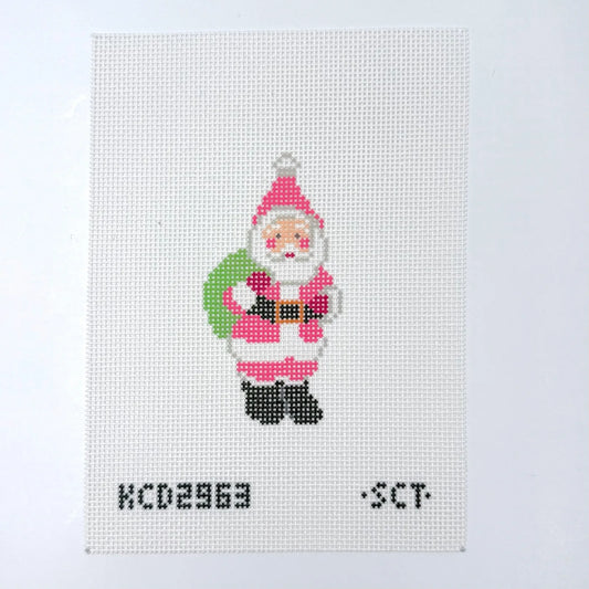 pink santa needlepoint canvas