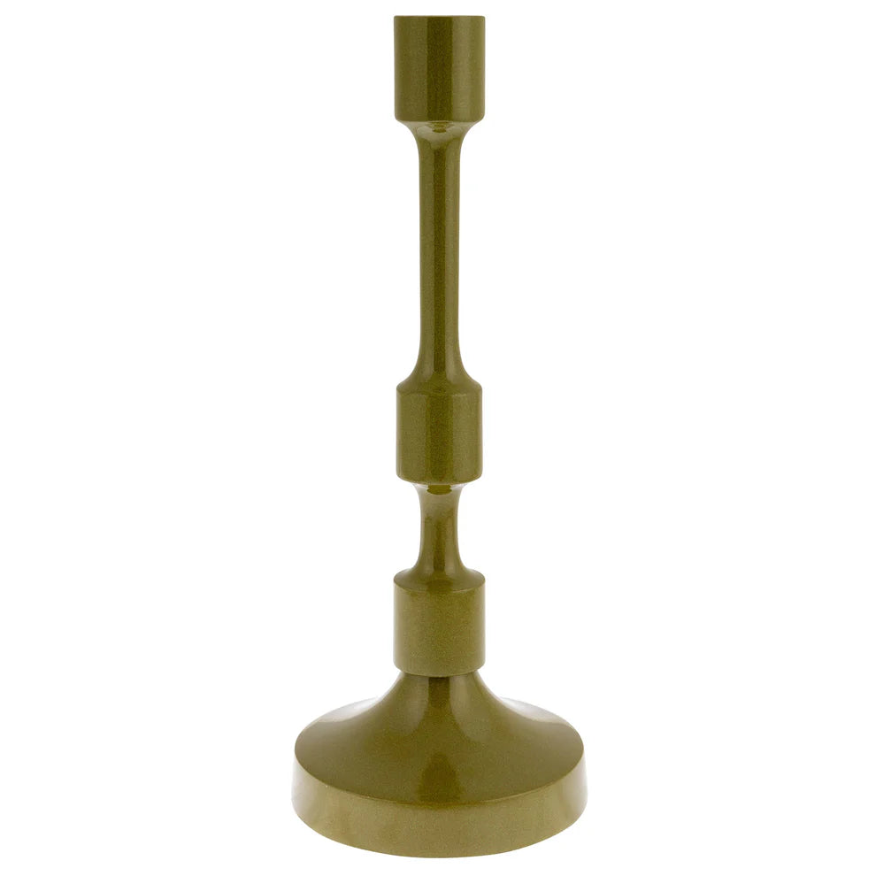 Olive Metal Taper Candlestick Holder