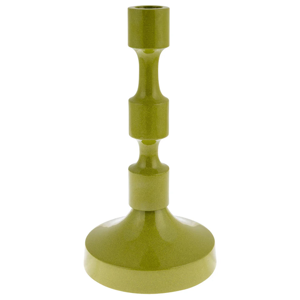 Olive Metal Taper Candlestick Holder