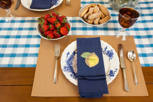 Blue Painted Check Table Runner