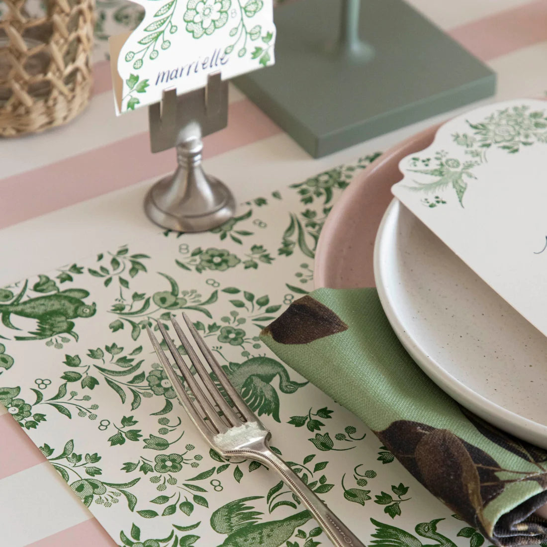 Green Regal Peacock Paper Placemats