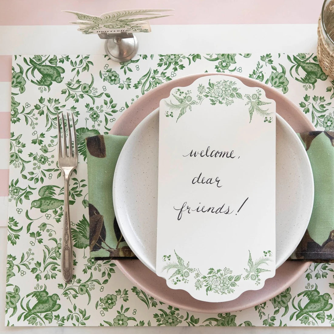 Green Regal Peacock Paper Placemats
