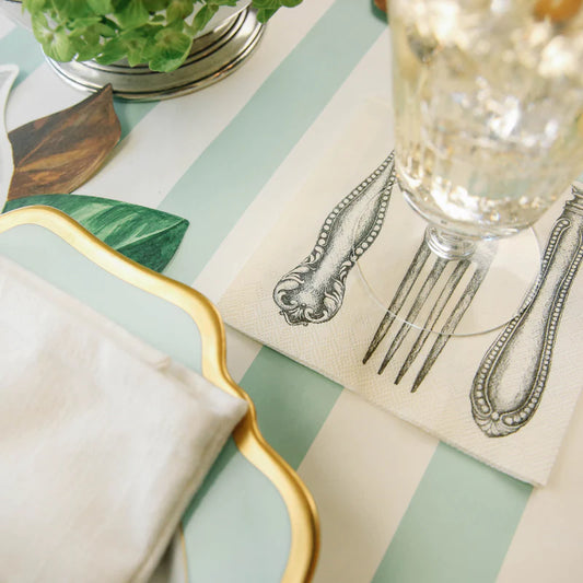 Hester & Cook Seafoam Classic Stripe Table runner