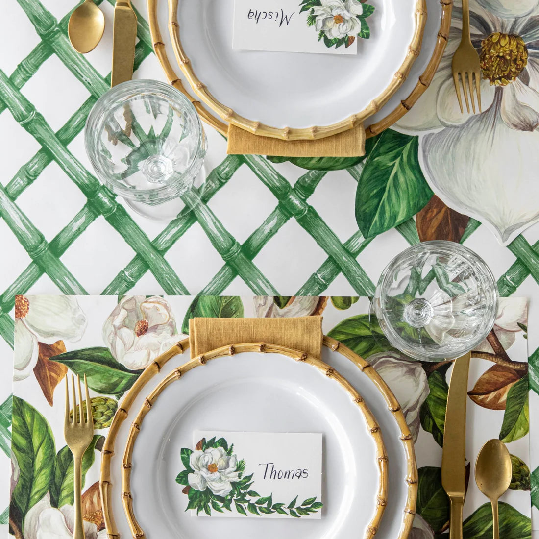 Hester & Cook Green Lattice Table Runner