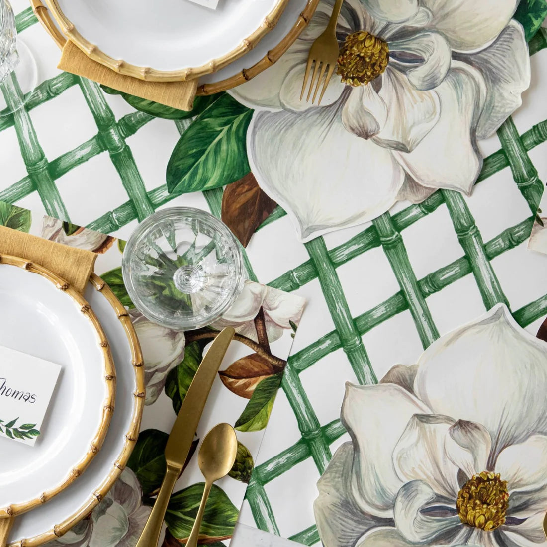 Hester & Cook Green Lattice Table Runner
