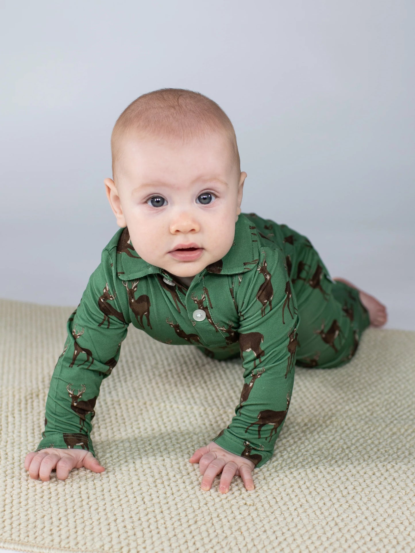 Long Sleeve Polo Romper - Deer