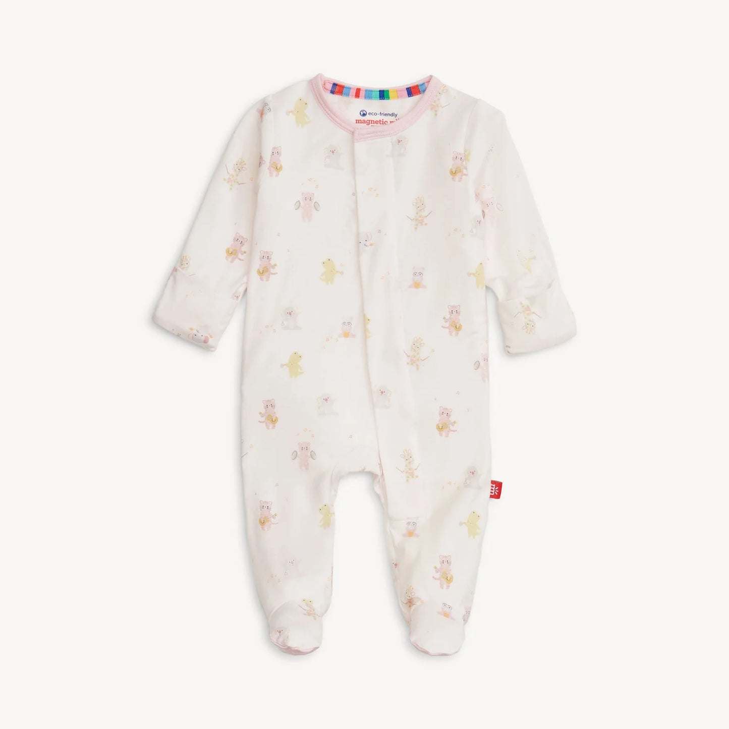 Baby onesie with floral pattern on a white background
