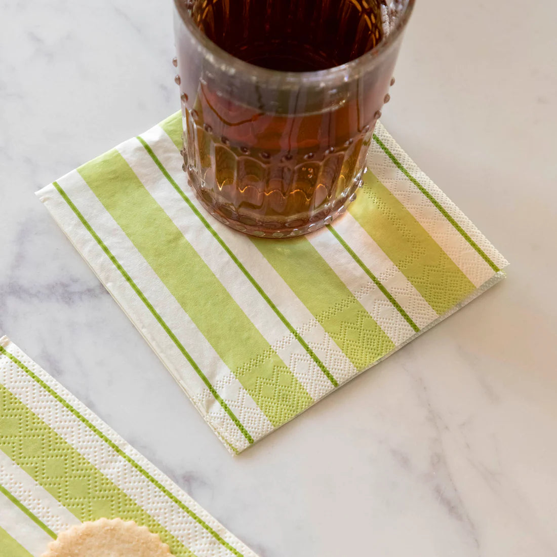 Hester & Cook Green Awning Stripe Cocktail Napkins