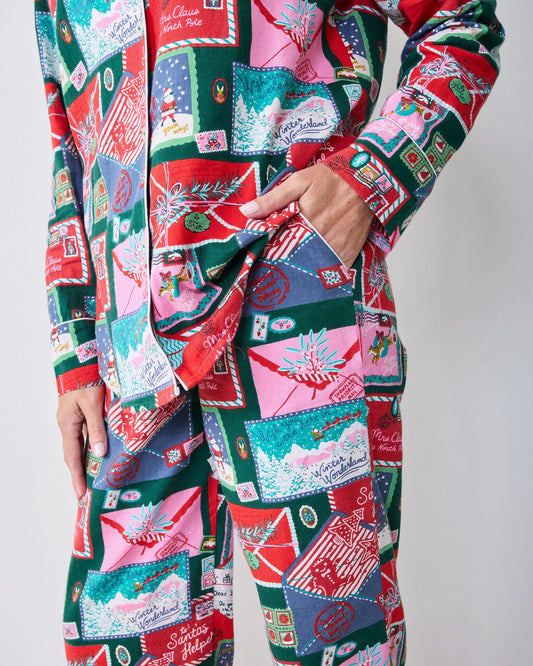 Letters to Santa Trimmed Tree Long PJ Set