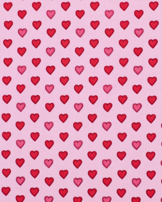 pink background with red and pink hearts
