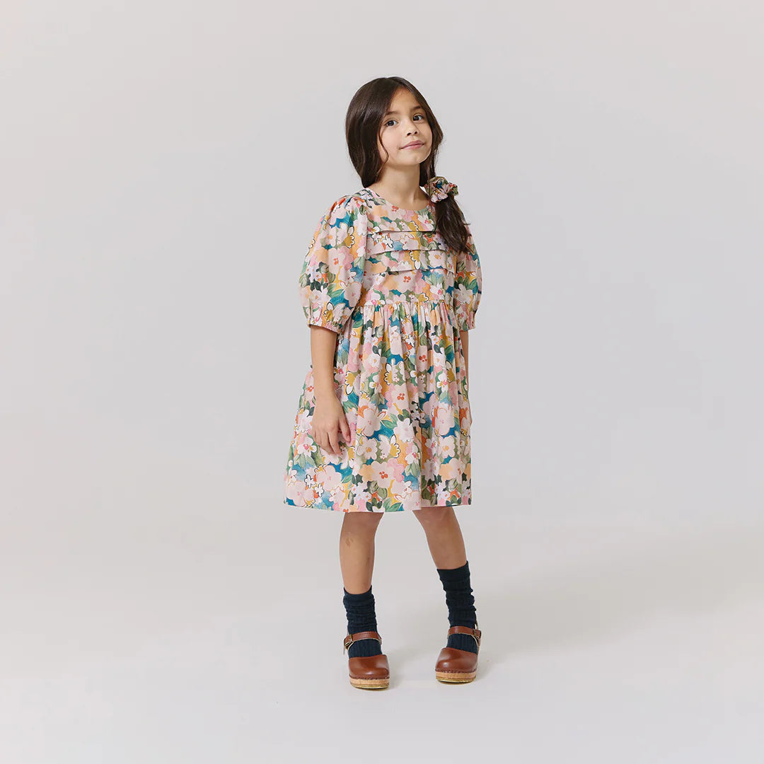 Girls Evelyn Dress- Watercolor Floral