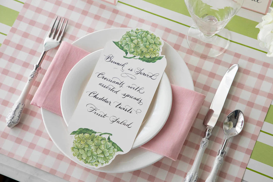 Hester & Cook Pink Painted Check Paper Placemats