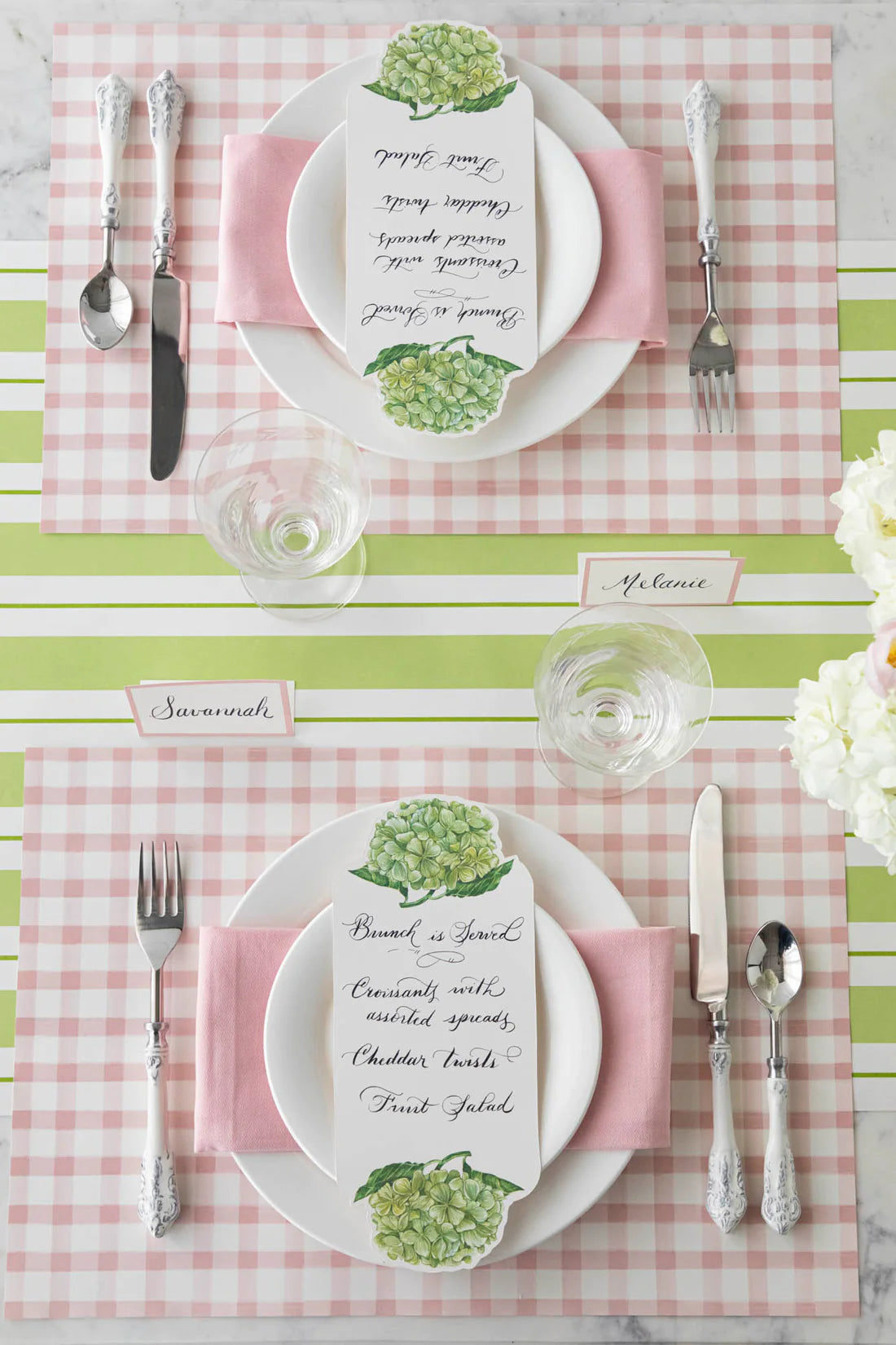 Hester & Cook Pink Painted Check Paper Placemats