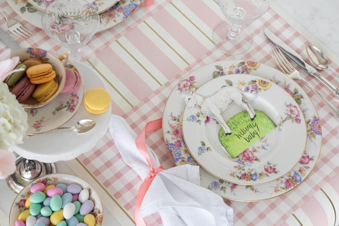 Hester & Cook Pink Painted Check Paper Placemats