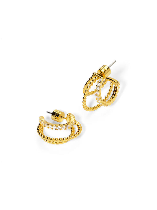 Triple Hoop Pave Hugging Earring