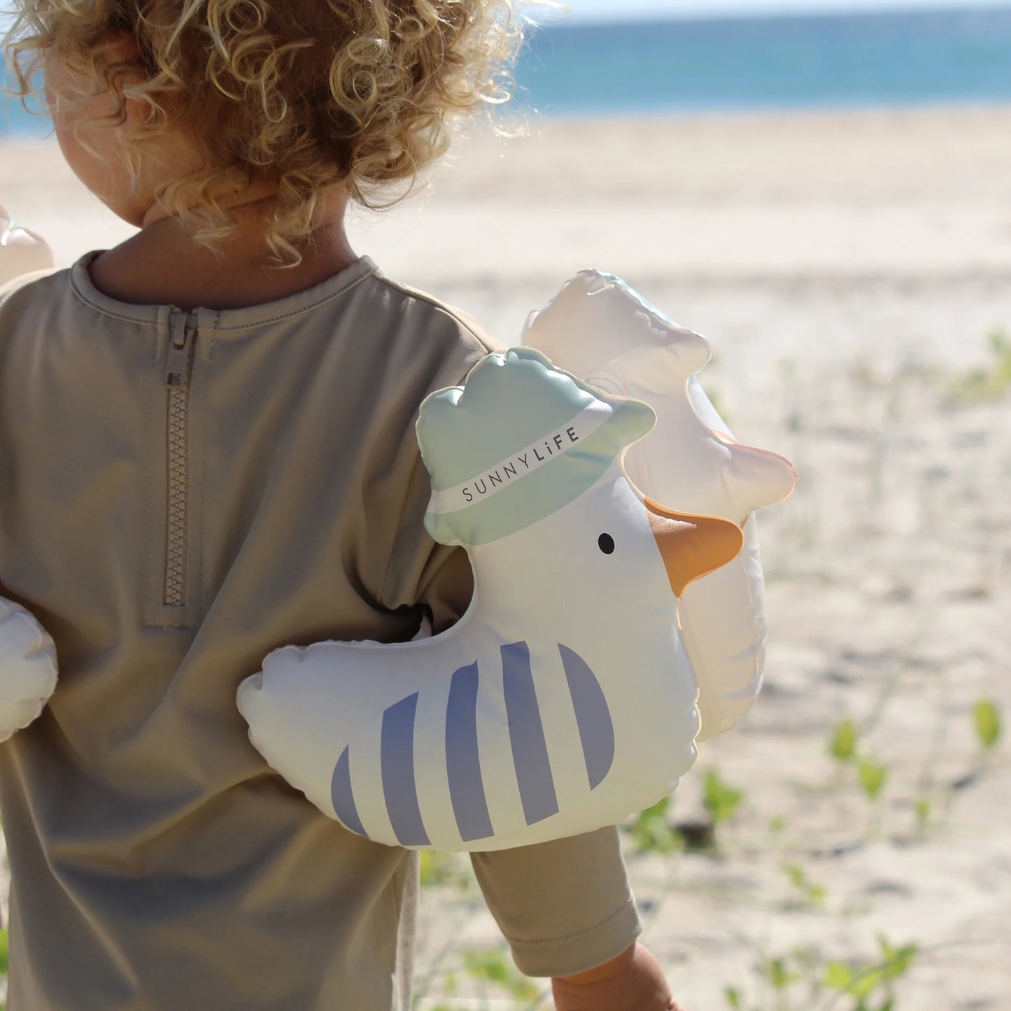 Kids Inflatable Arm Bands Sid the Seagull Blue Strip