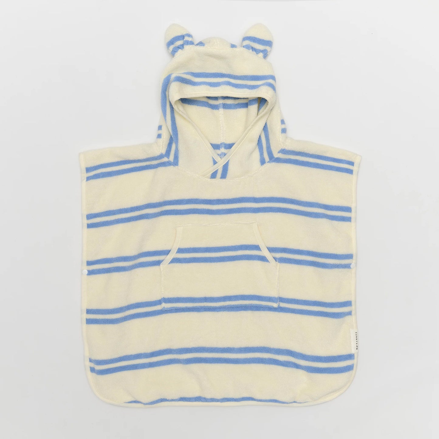 Kids Hooded Towel Sid the Seagull Blue Stripe