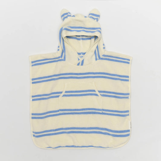 Kids Hooded Towel Sid the Seagull Blue Stripe