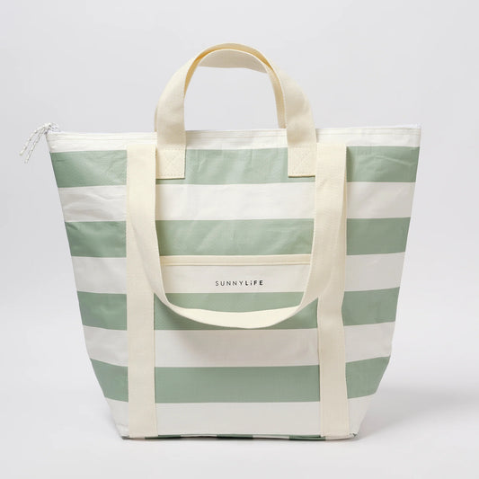 Light Cooler Drinks Bag La Palma Sage Stripe