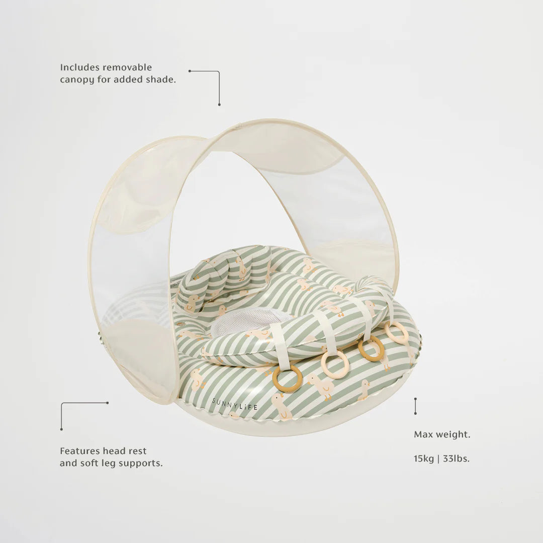 Interactive Baby Float Duck Sage Stripe