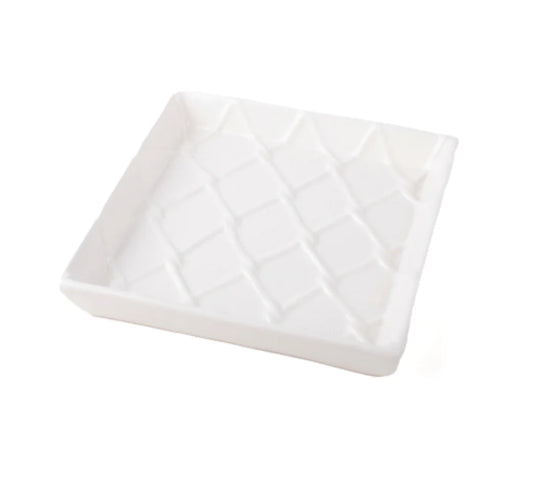 8 Oak Lane Textured Beverage Napkin Tray - white