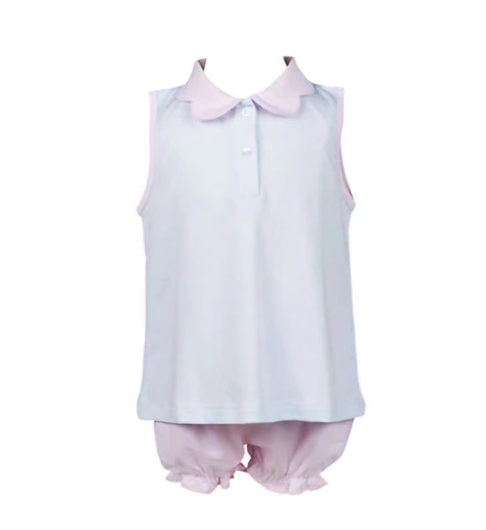 Stripes Light Blue Scallop Bloomer Set