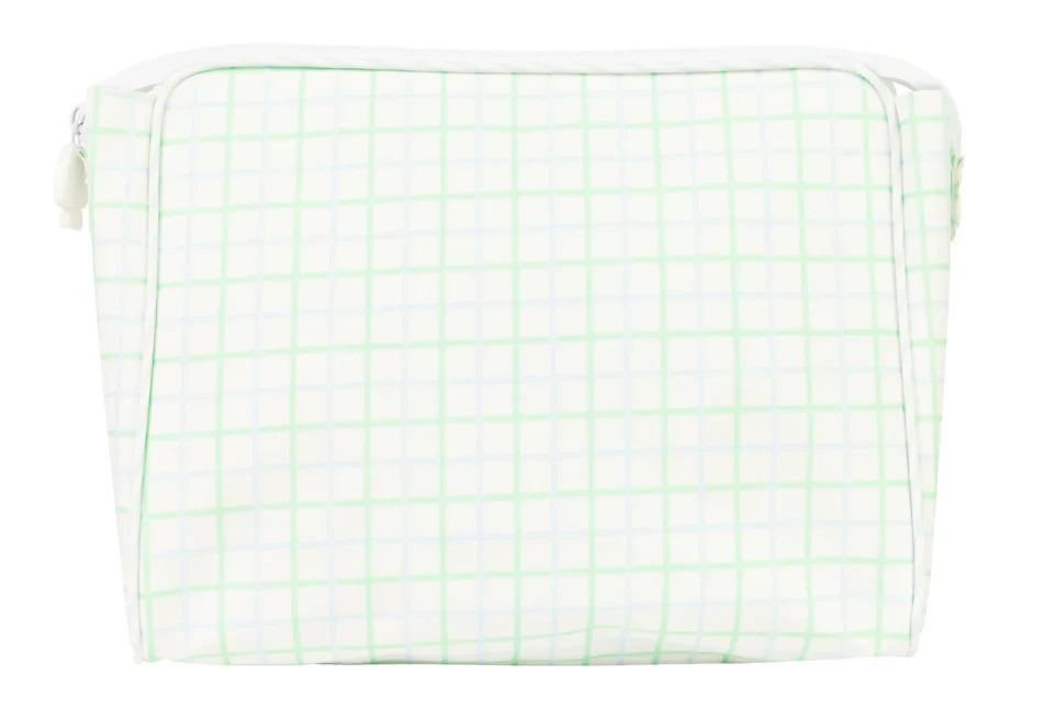 Apple of my Isla Small on the Go Bag blue and green window pane