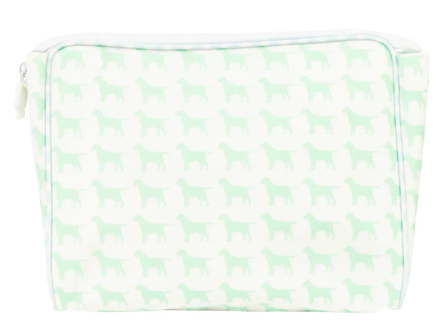Apple of My Isla Large on the Go Bag green Dogs print