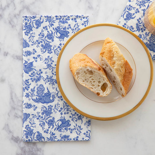Hester & Cook Blue Regal Peacock Guest Napkins paper