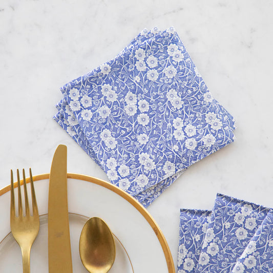 Hester & Cook Blue Calico Cocktail Napkins