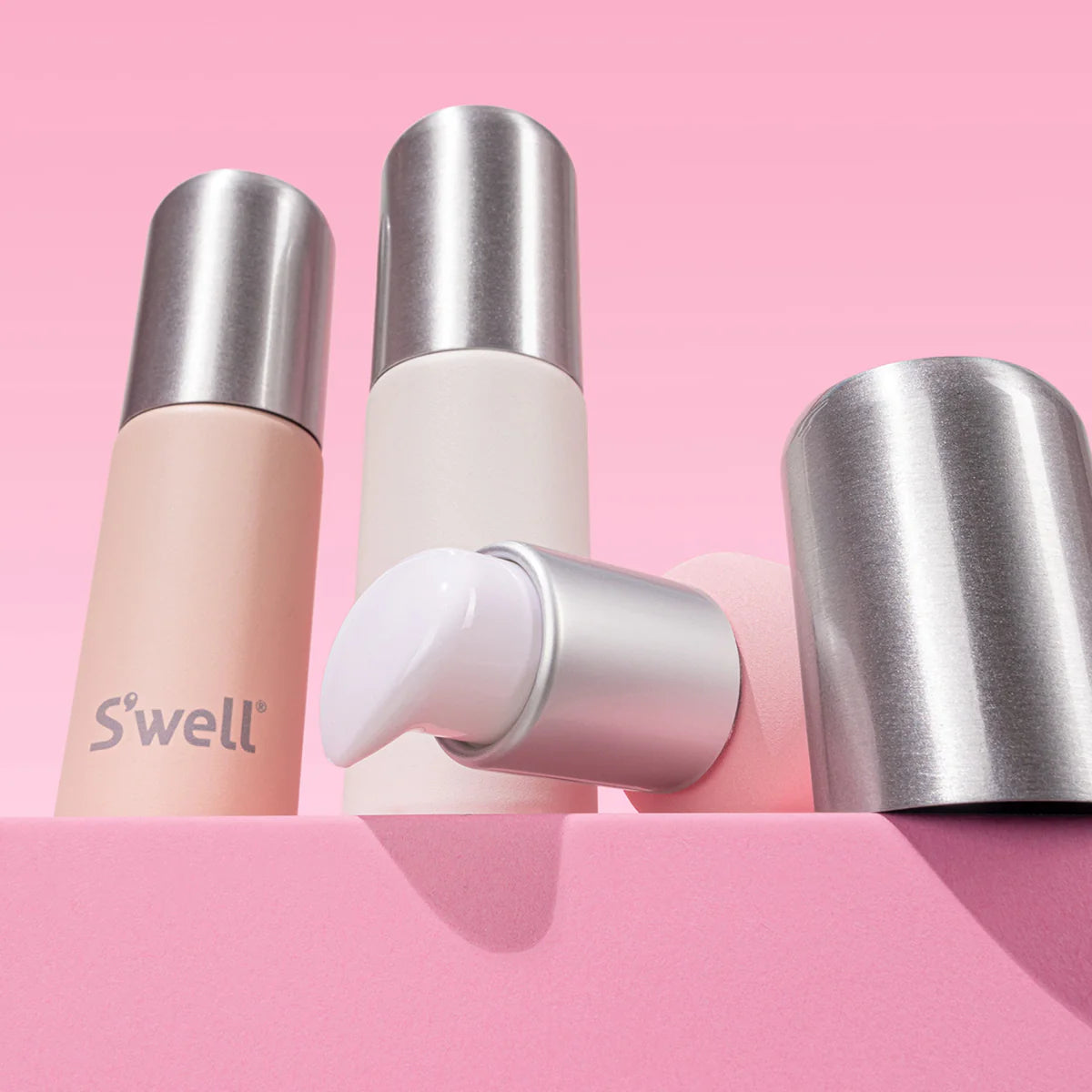 S'well travel pump bottle set cosmetics skincare container pink