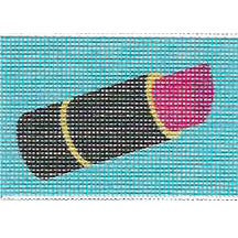 Lipstick with pink cap on a blue background