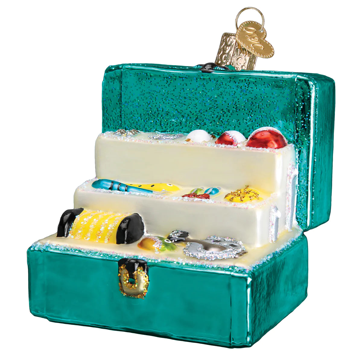 Old World Christmas Tackle Box glass ornament fishing