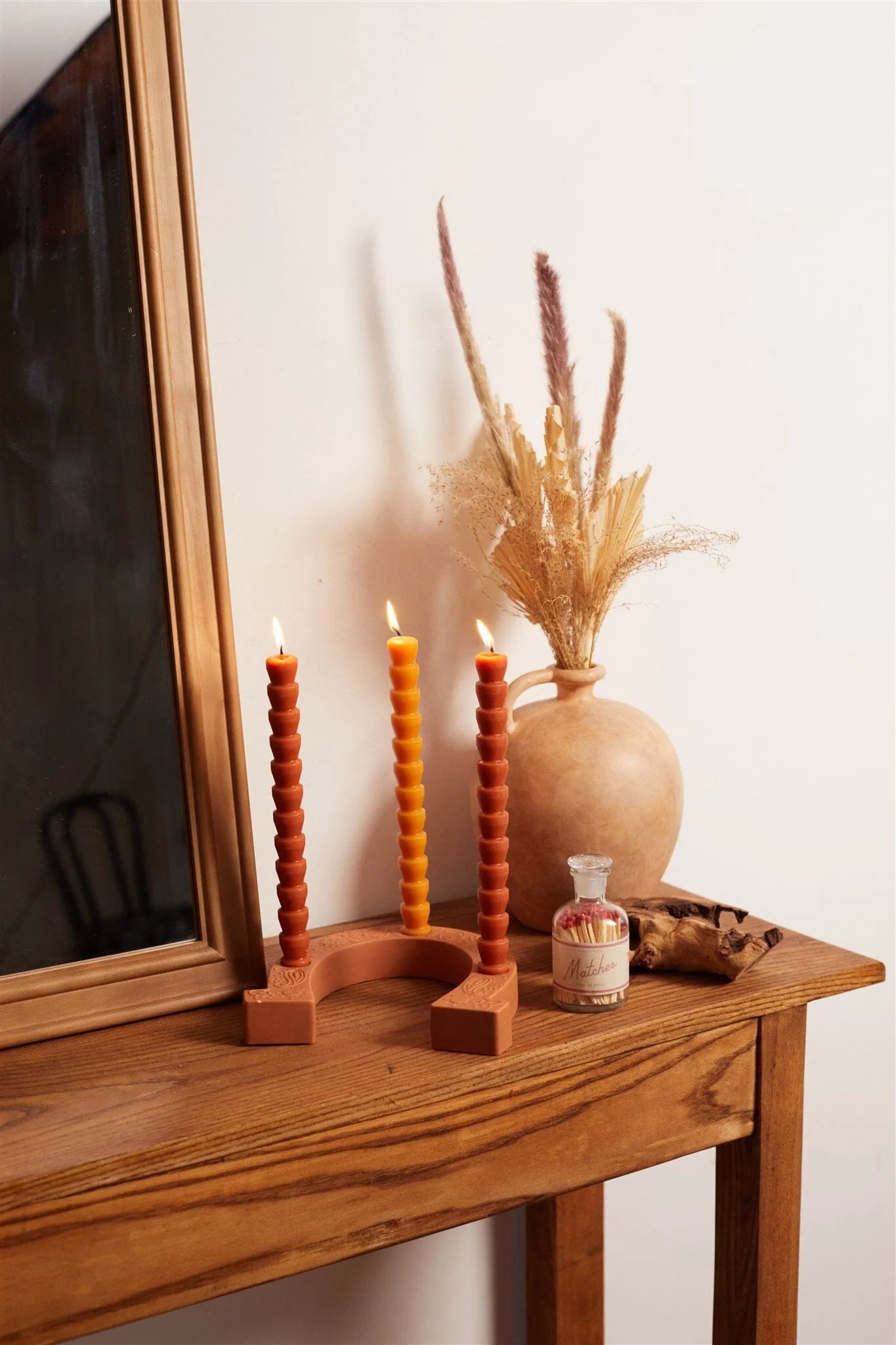 Burnt Orange & Peach Tube Tapers - Set of 4