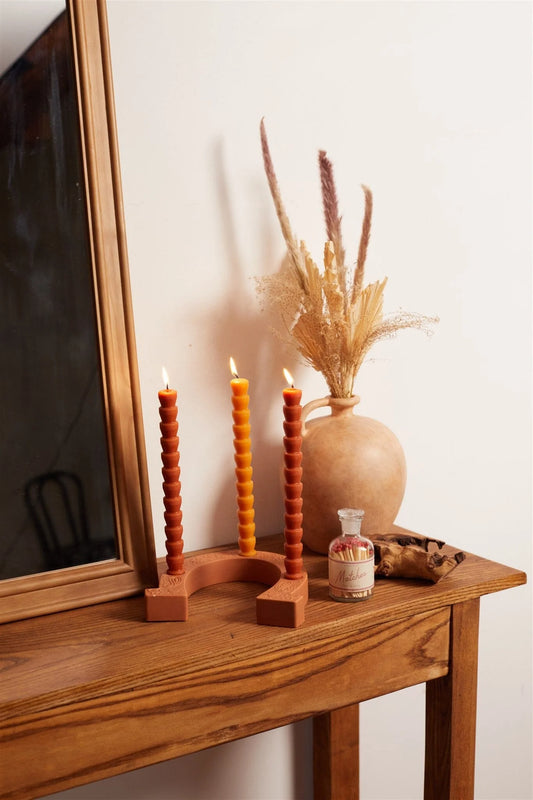 Burnt Orange & Peach Tube Tapers - Set of 4