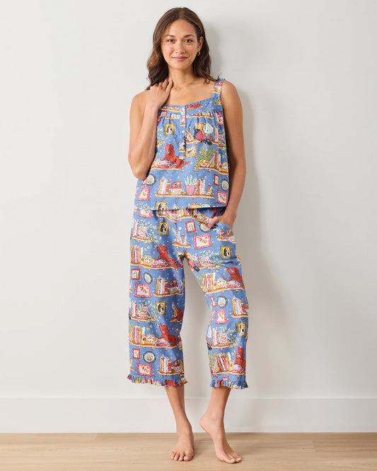 Unleashed Stories in Bookkeeper Blue Cropped Pant Pajama Set