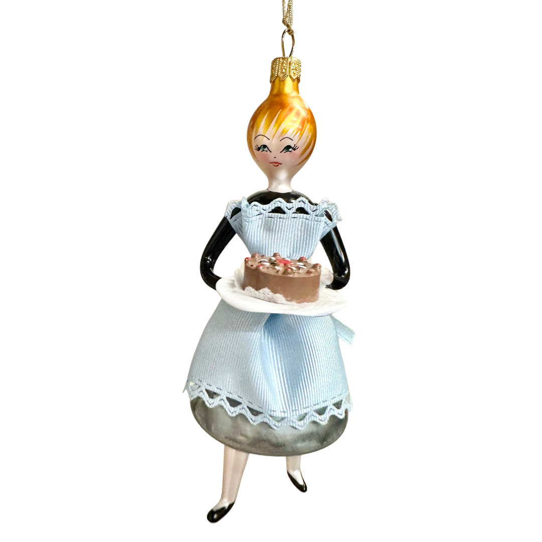 Soffieria De Carlini Italian glass ornament Maid with Pudding