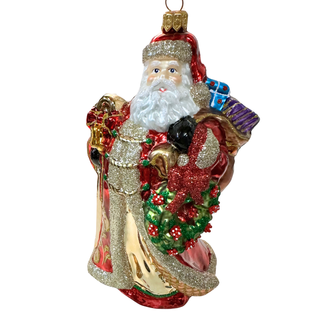 Huras Family Florentine Santa Glass Christmas Ornament