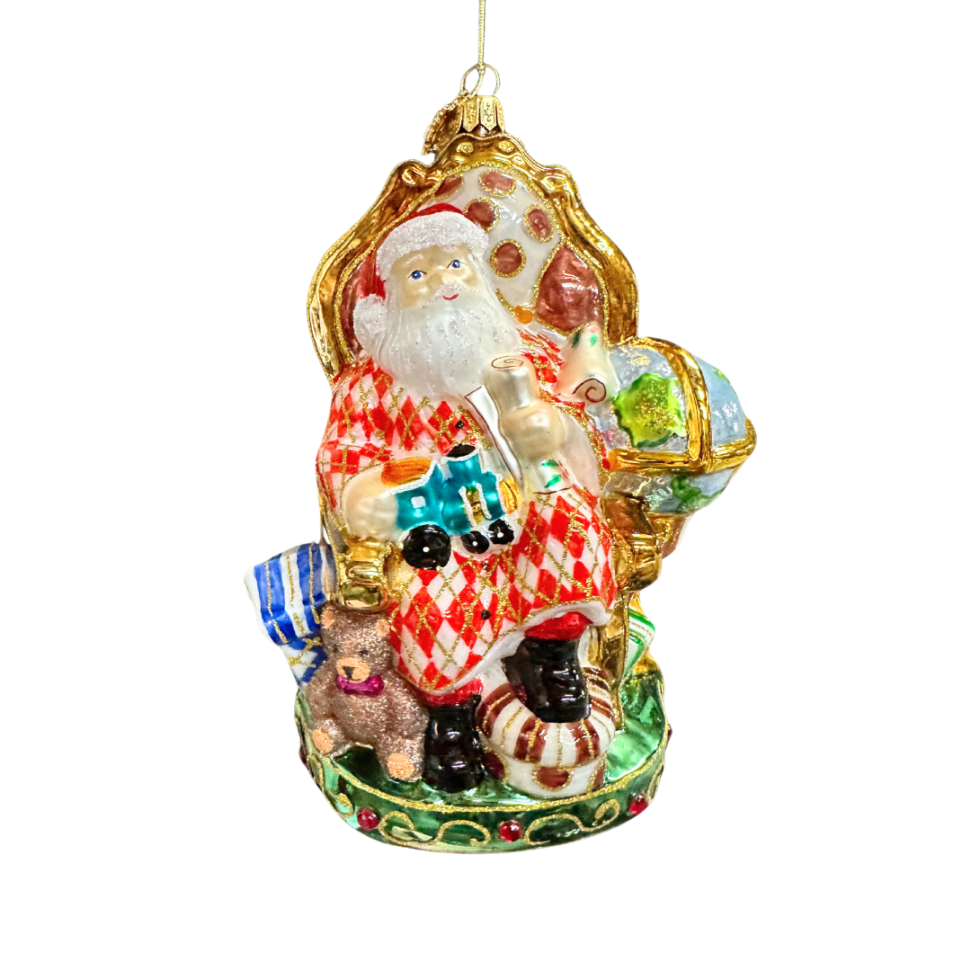 Sitting Santa with Toys Ornament