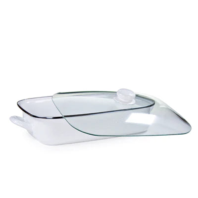 Golden Rabbit White Roasting Pan Lasagna Pan with lid enamelware