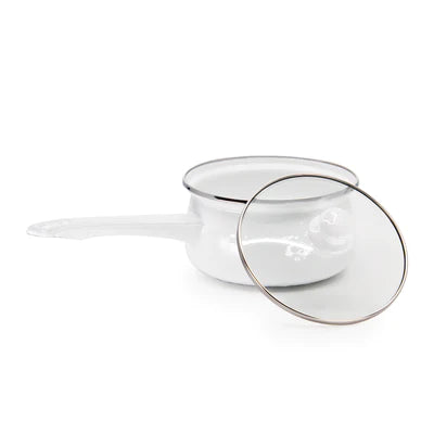 Golden Rabbit White Enamel small sauce pan