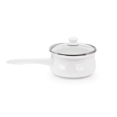 Golden Rabbit White Enamel small sauce pan